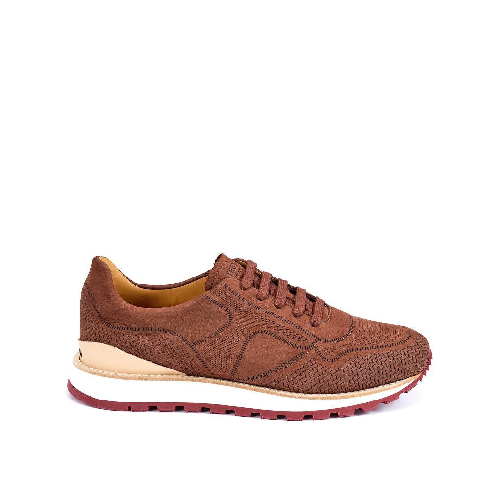 A.Testoni MOENA SNEAKER NUBUK CALF LASERATO SPINA Convenienza