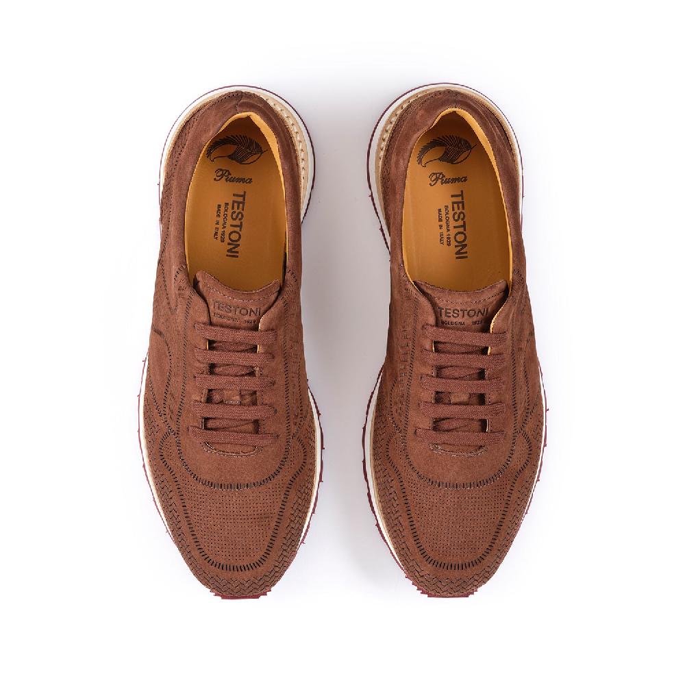 A.Testoni MOENA SNEAKER NUBUK CALF LASERATO SPINA Convenienza