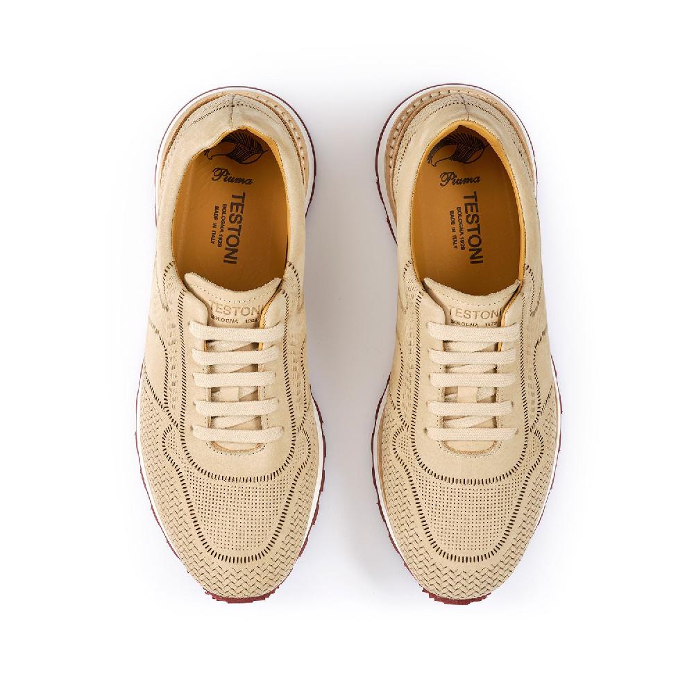 A.Testoni MOENA SNEAKER NUBUK CALF LASERATO SPINA Presa