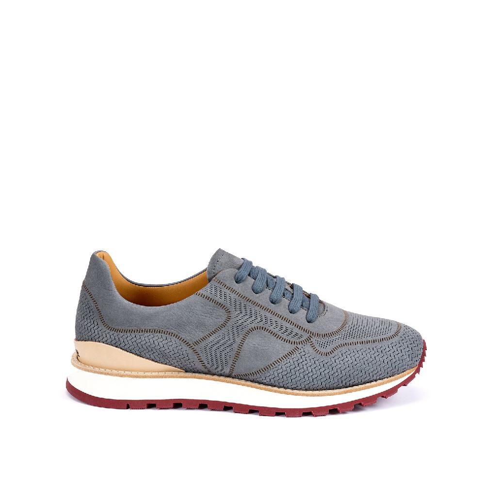 A.Testoni MOENA SNEAKER NUBUK CALF LASERATO SPINA Economico