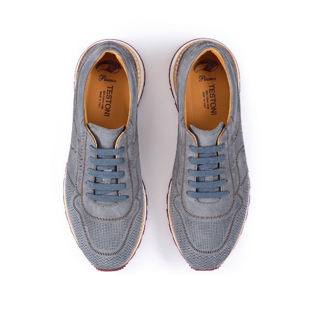 A.Testoni MOENA SNEAKER NUBUK CALF LASERATO SPINA Economico