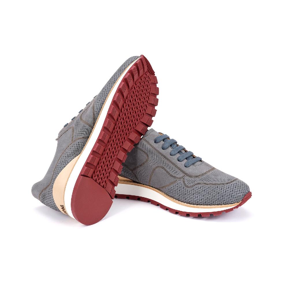 A.Testoni MOENA SNEAKER NUBUK CALF LASERATO SPINA Economico