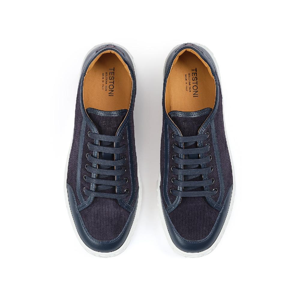 A.Testoni RAVENNA SNEAKER VELVET SUEDE CALF+CALF ° In Vendita