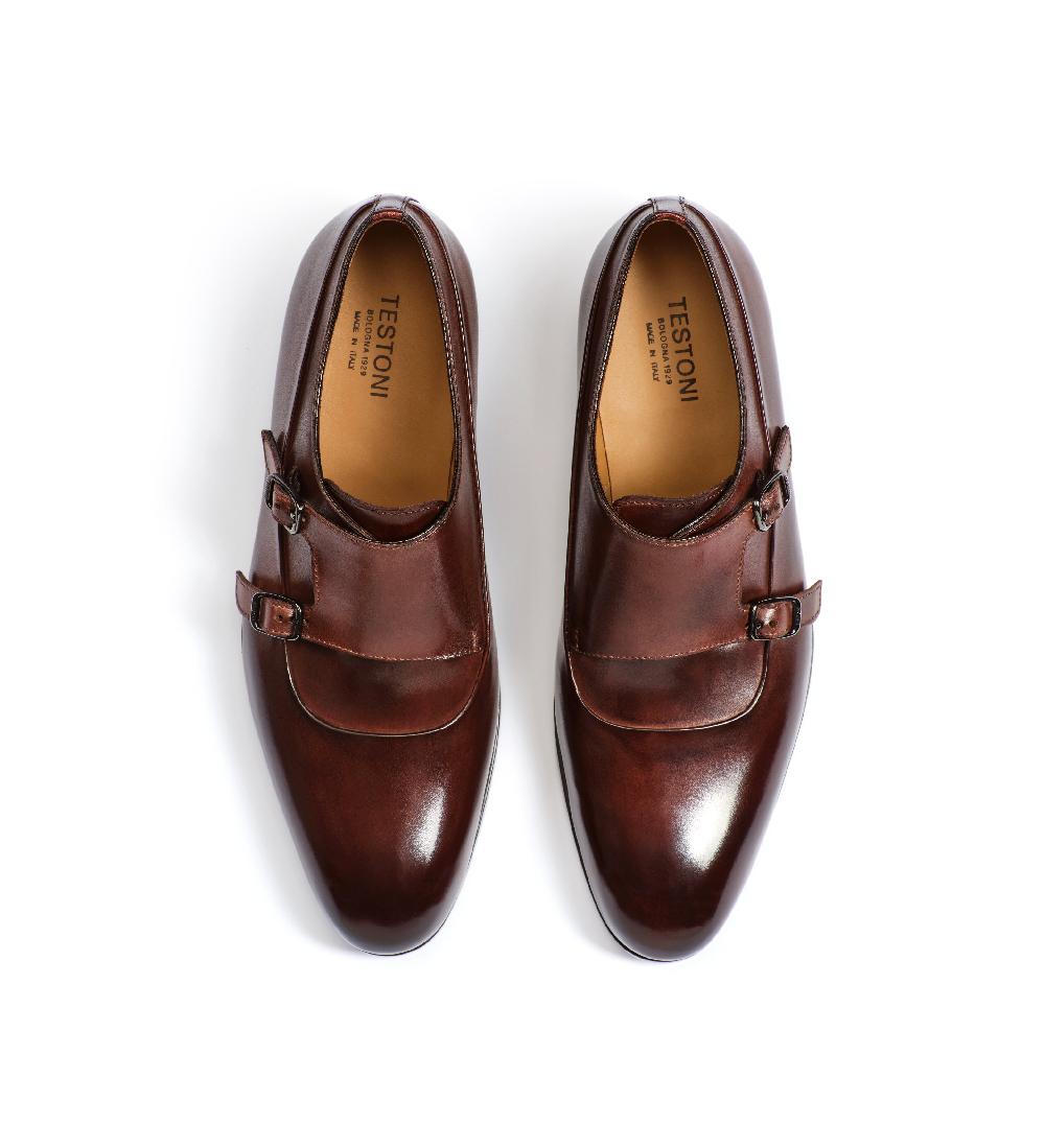 A.Testoni SANT'EULALIA LEATHER MONK STRAP Saldi Di Fabbrica