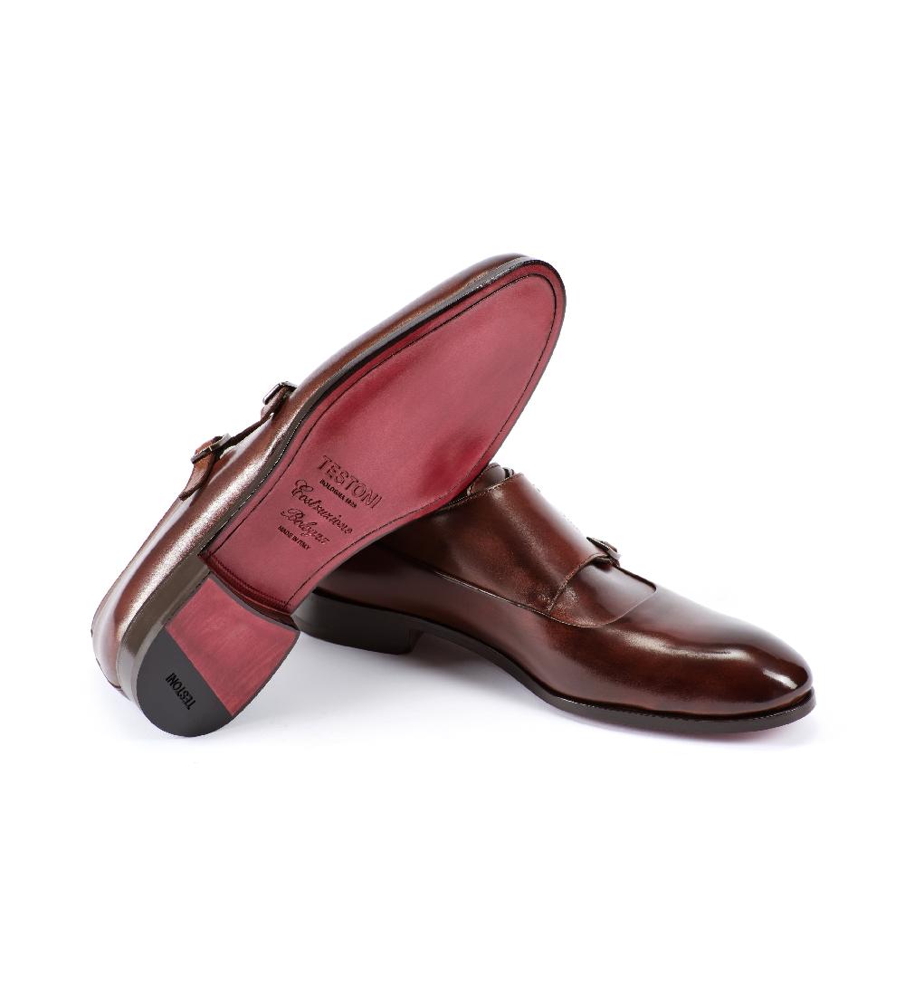 A.Testoni SANT'EULALIA LEATHER MONK STRAP Saldi Di Fabbrica
