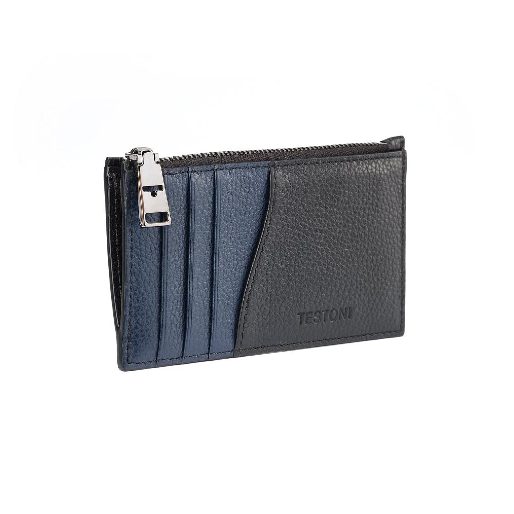 A.Testoni ZIP CREDIT CARD CASE GRAINCALF Italia