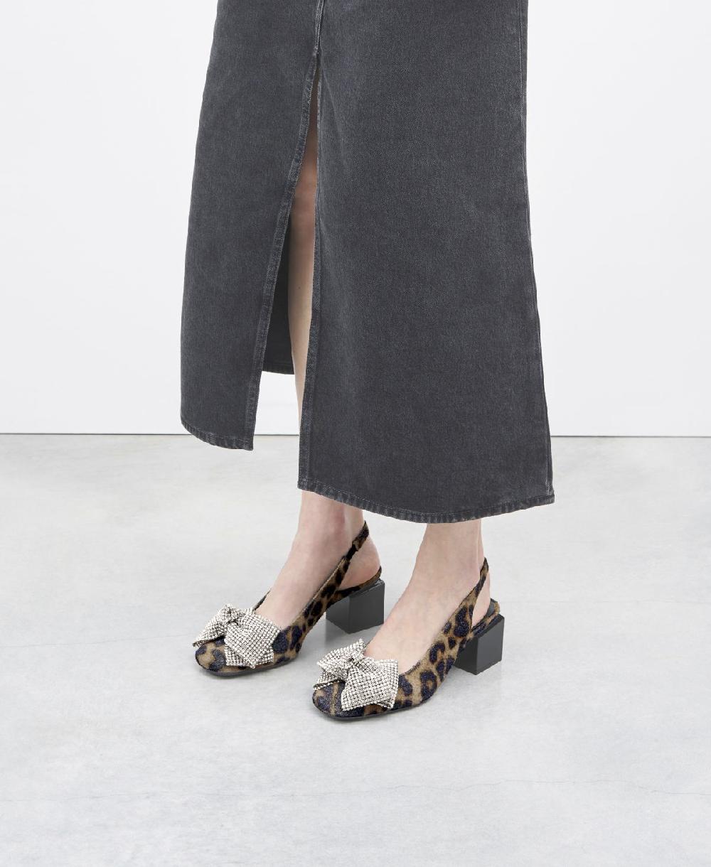 ﻿Agl Sling-back con fiocco Stampa leopard Angie Ribbon Affare Del Giorno