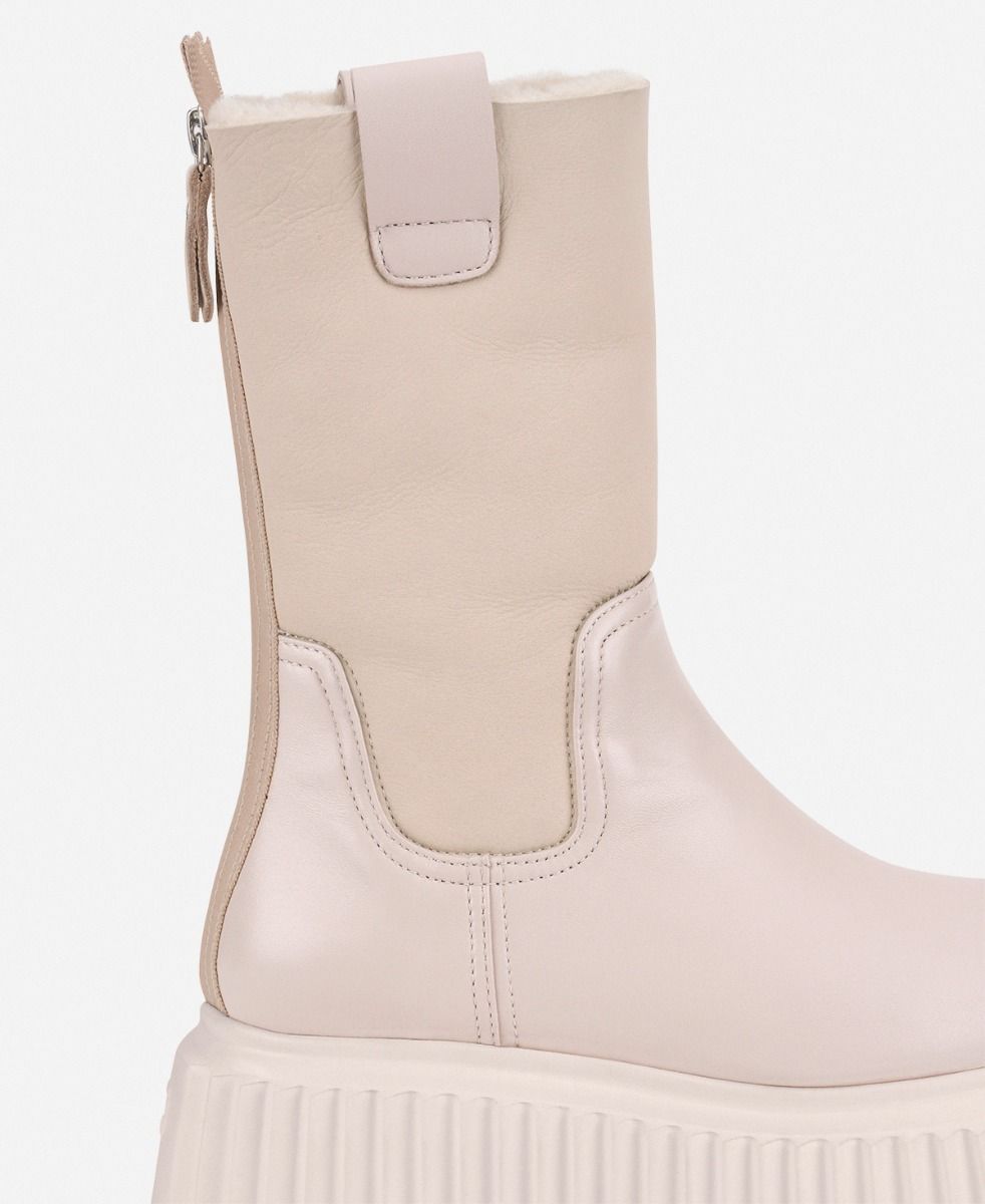 Agl Stivaletto con montone Crema Milagros Fur Italia