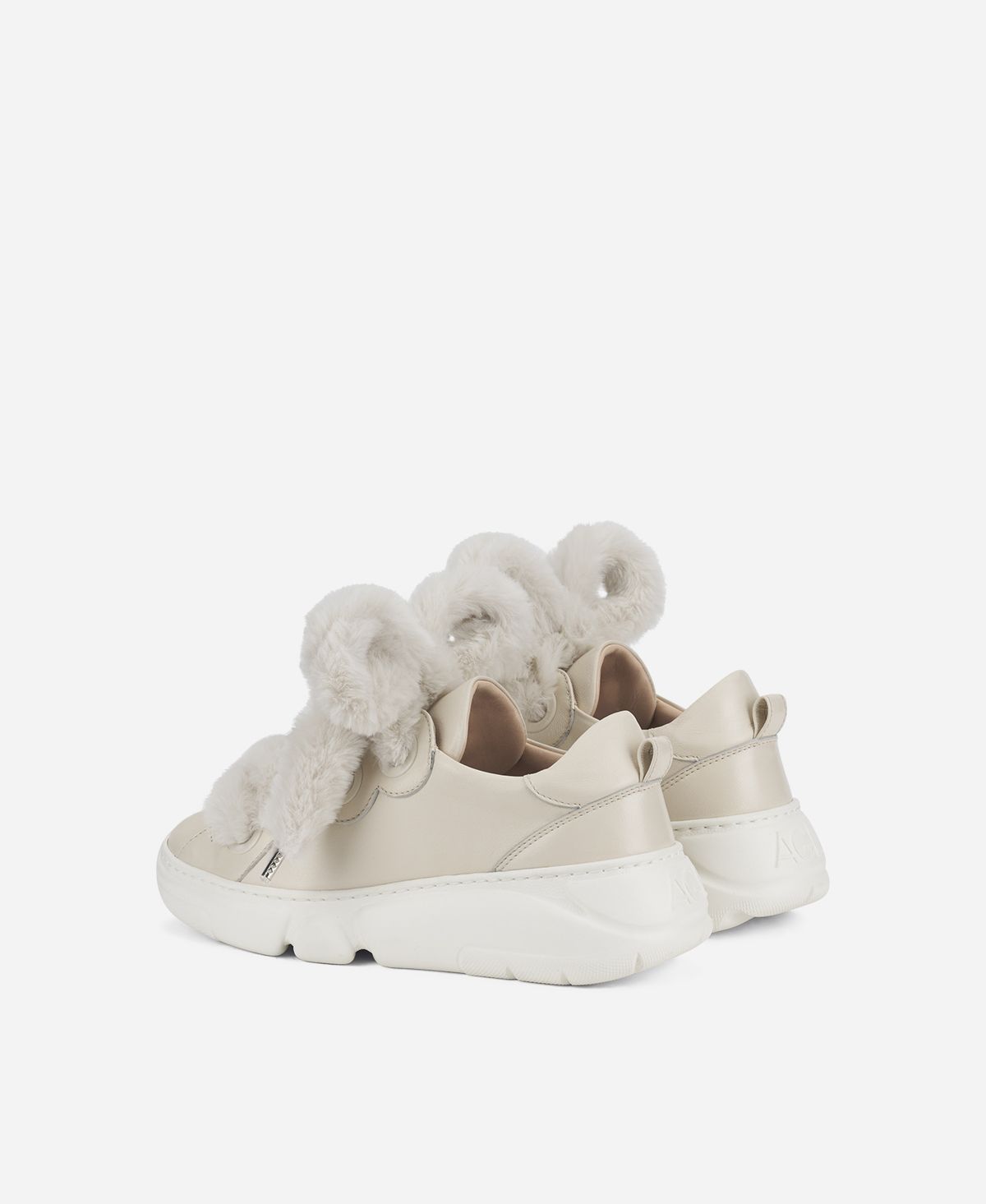 Agl Sneaker con lacci in pelliccia Avorio Fur Bubble Vendita