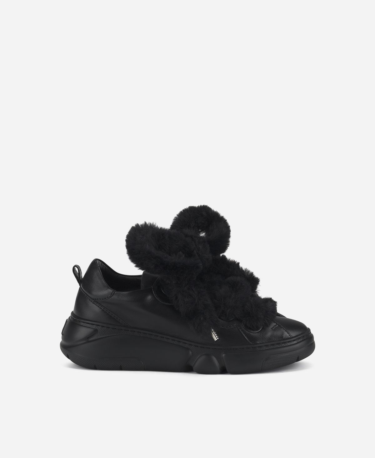 Agl Sneaker con lacci in pelliccia Nero Fur Bubble Promozione