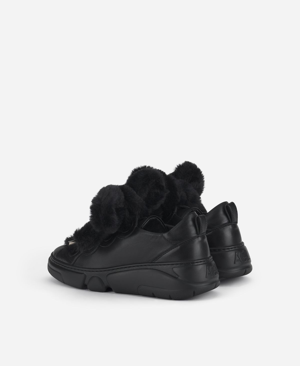 Agl Sneaker con lacci in pelliccia Nero Fur Bubble Promozione