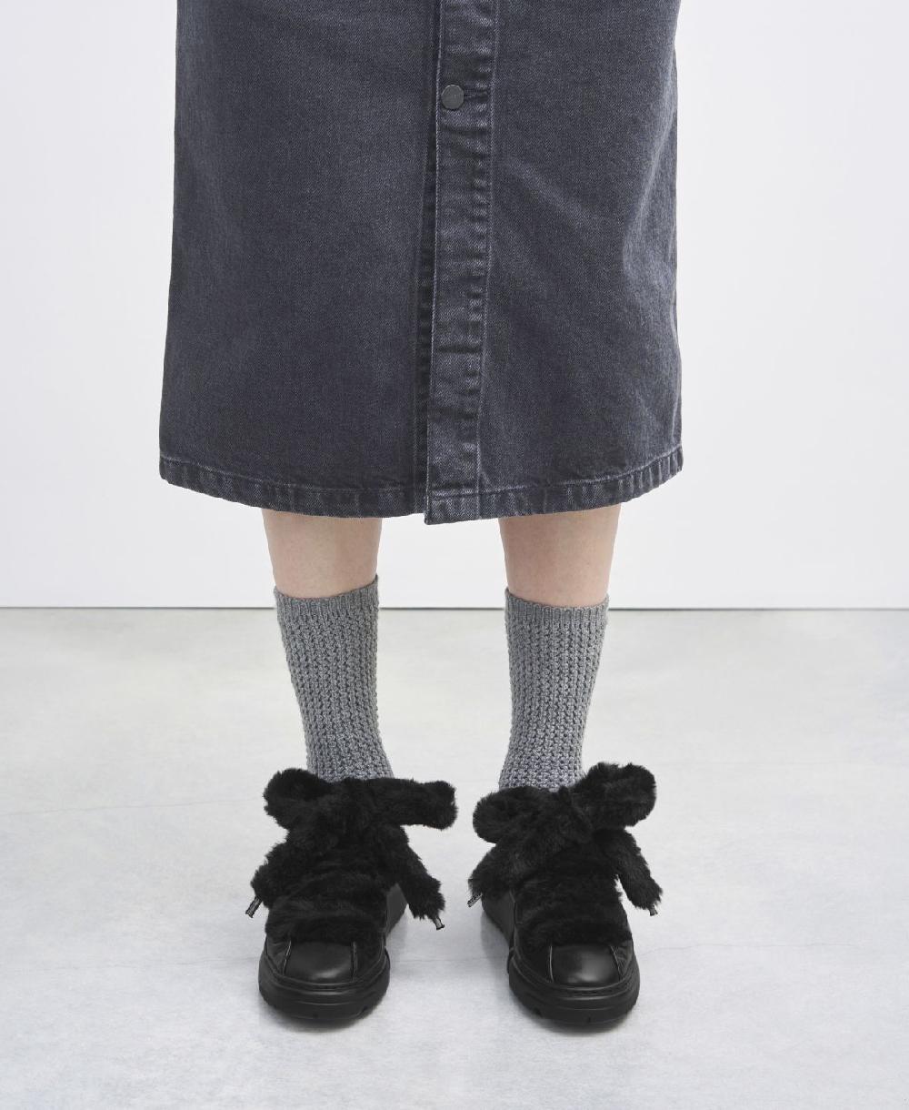 Agl Sneaker con lacci in pelliccia Nero Fur Bubble Promozione