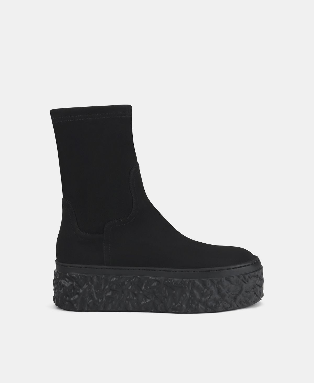 Agl Stivaletto in velour con platform Nero Magma Stretch Sconto