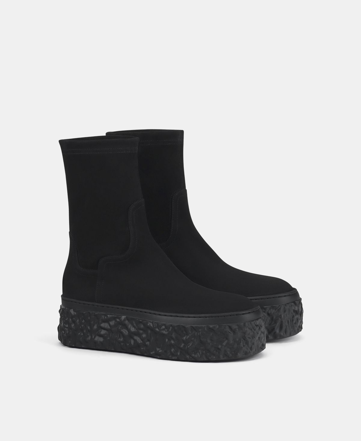 Agl Stivaletto in velour con platform Nero Magma Stretch Sconto