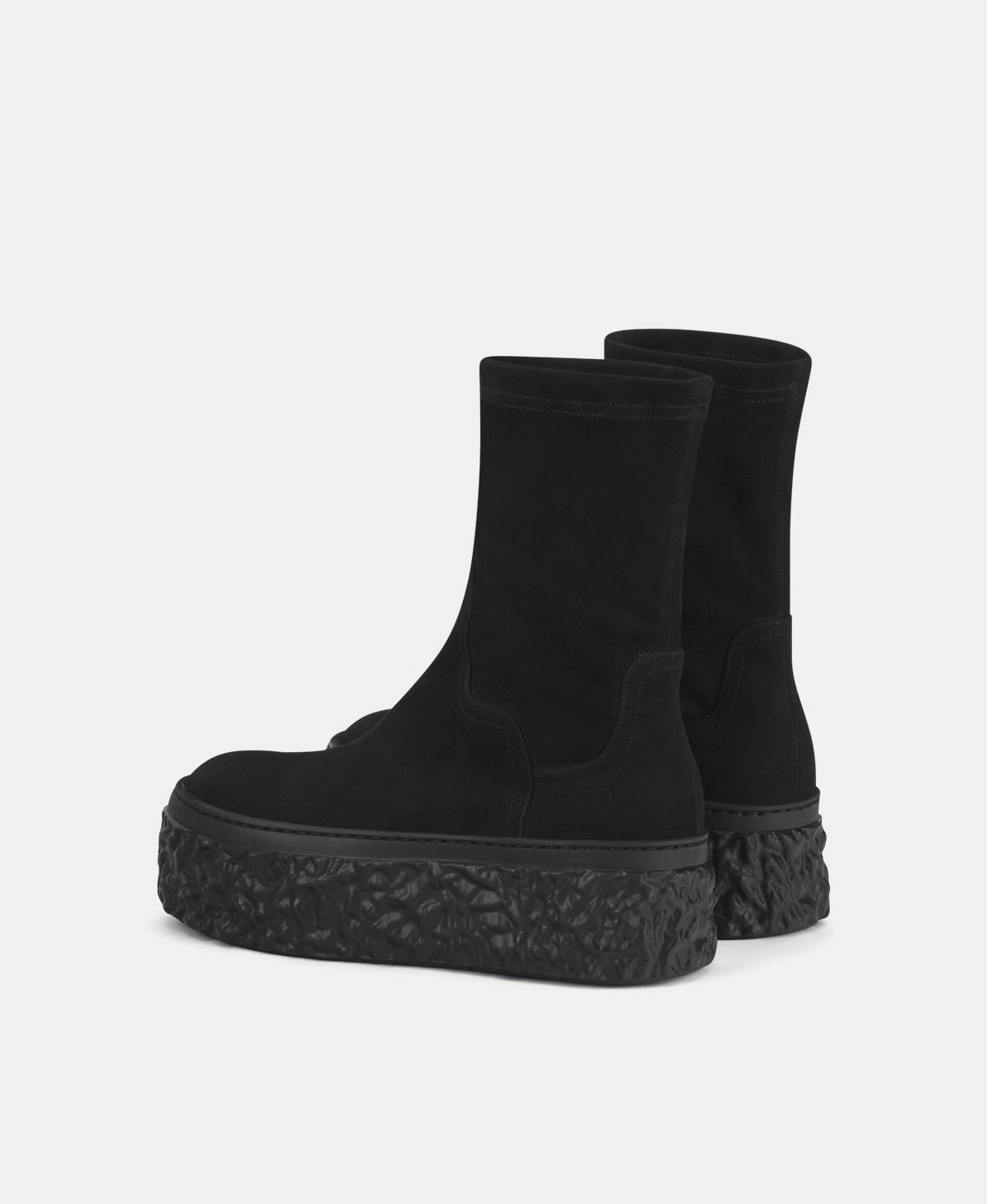 Agl Stivaletto in velour con platform Nero Magma Stretch Sconto