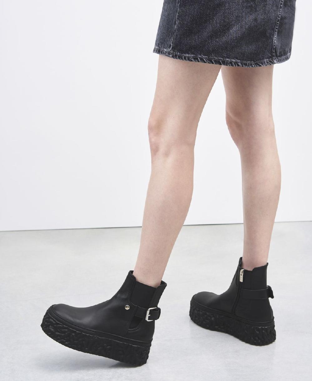 Agl Stivaletto in pelle con platform Nero Magma Biker Outlet