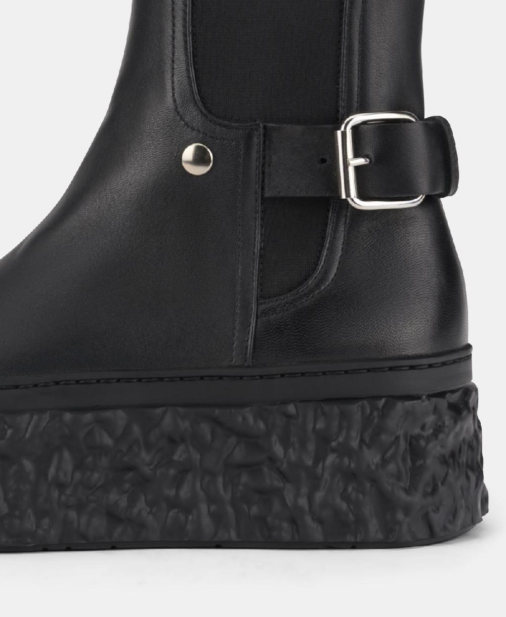 Agl Stivaletto in pelle con platform Nero Magma Biker Outlet