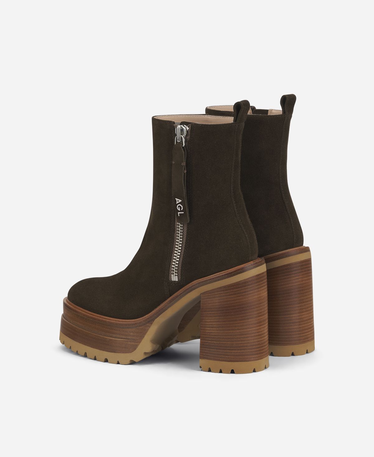 Agl Stivaletto con zip e plateau Brown Tora Spedizione Gratuita
