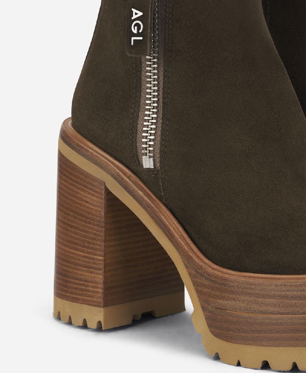 Agl Stivaletto con zip e plateau Brown Tora Spedizione Gratuita