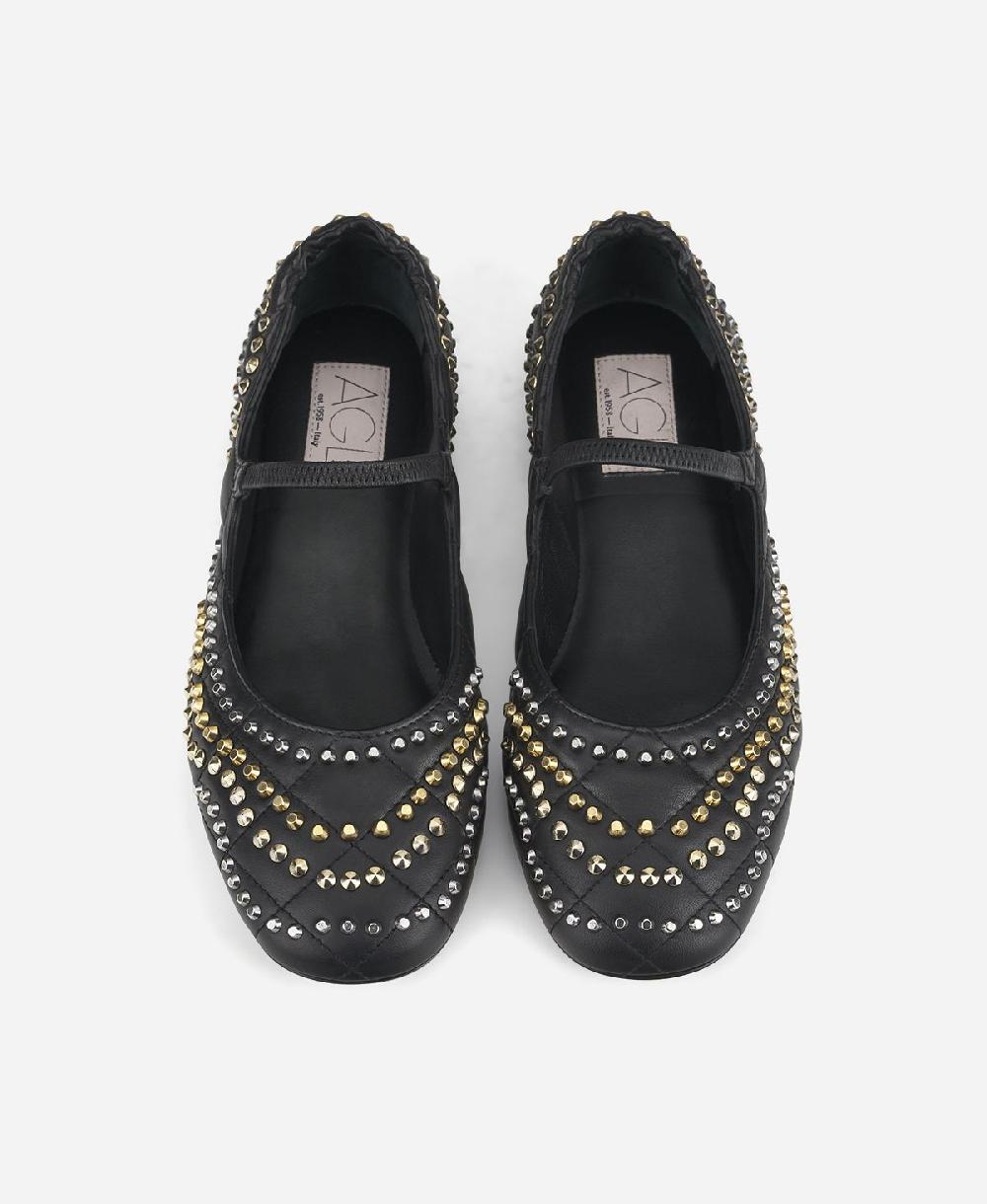 Agl Ballerina con borchie Nero Iris Studs Qualità Garantita