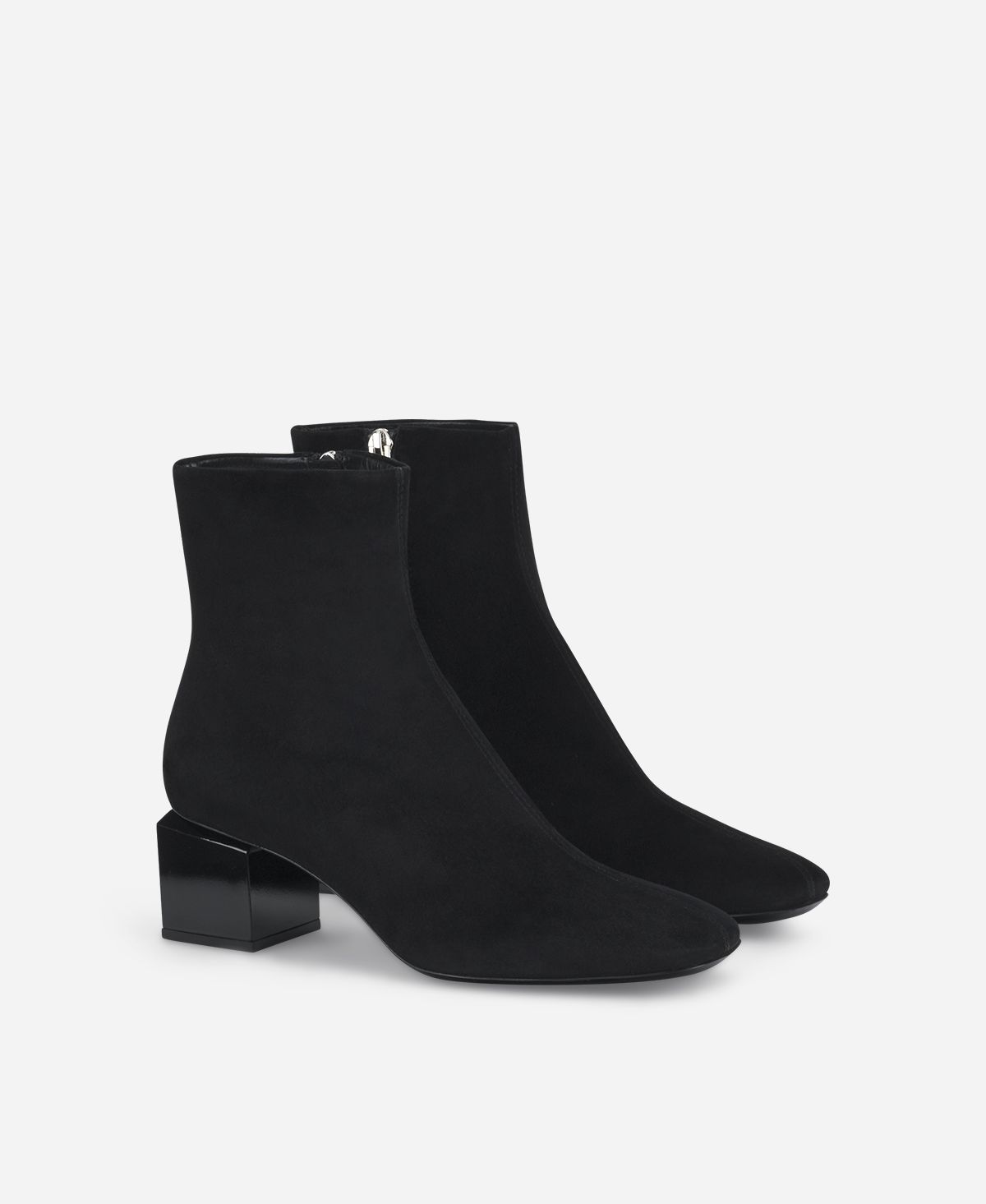 Agl Stivaletto in velour con tacco cubico Nero Angie Pure Vendita Calda