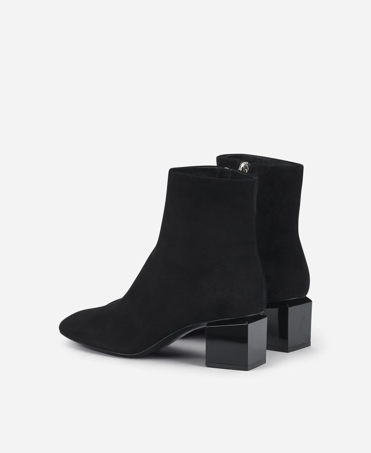 Agl Stivaletto in velour con tacco cubico Nero Angie Pure Vendita Calda