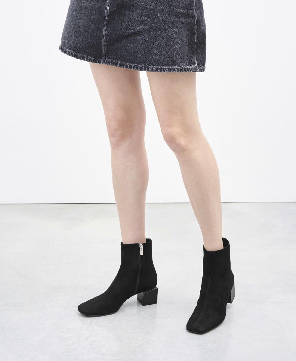 Agl Stivaletto in velour con tacco cubico Nero Angie Pure Vendita Calda