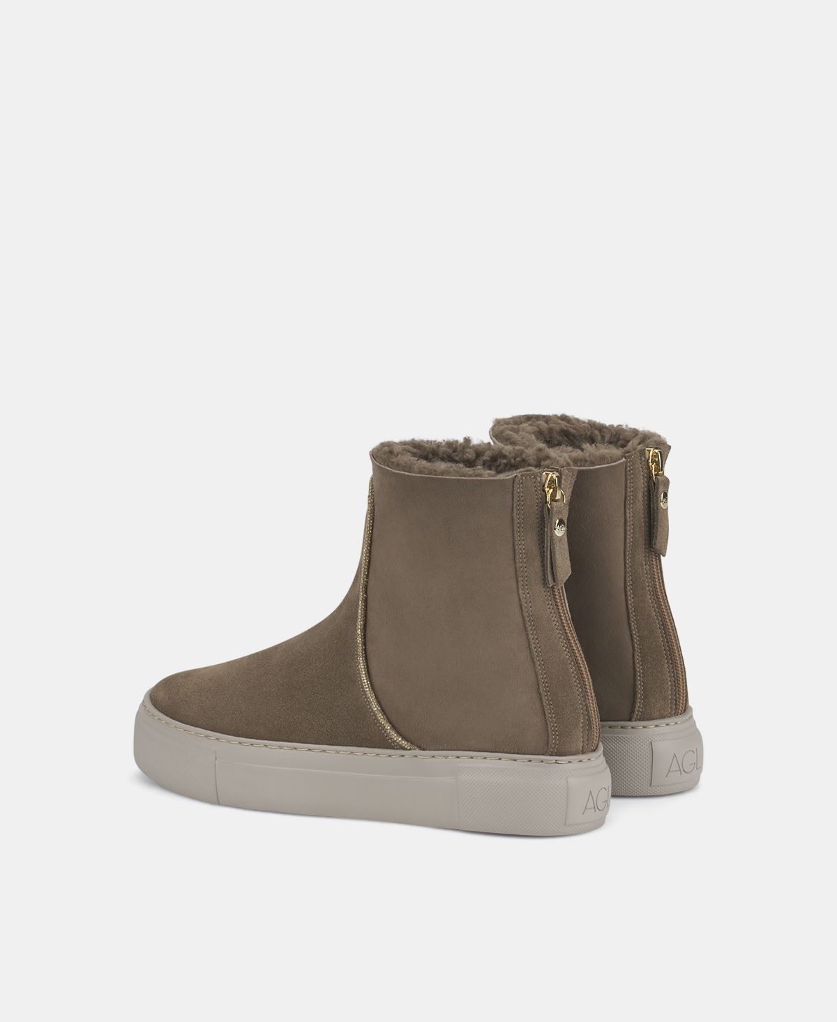 Agl Sneaker in velour con strass Tortora Meghan Warm Strass Spedizione Gratuita
