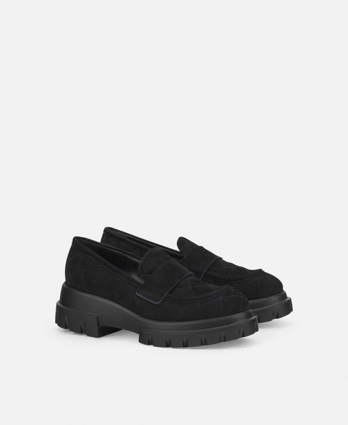 Agl Mocassino in velour Nero Celeste Matelassé Sottocosto