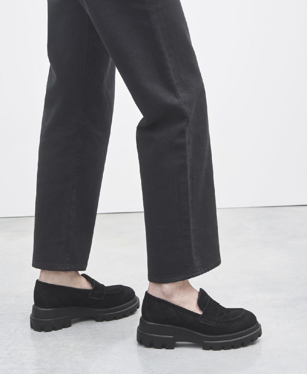 Agl Mocassino in velour Nero Celeste Matelassé Sottocosto