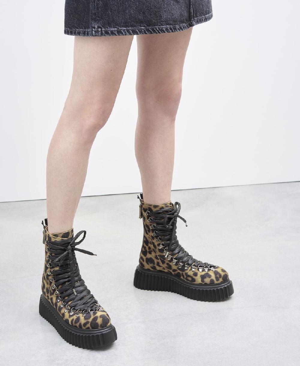 Agl Biker in pelle Stampa leopard Dromo Online