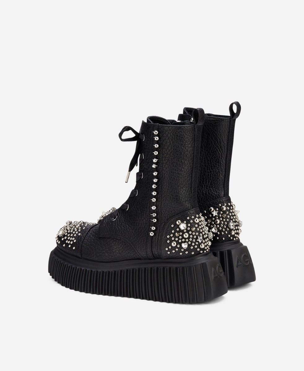 Agl Stivaletto con cristalli Nero IGGY CRYSTAL Saldi Di Fabbrica