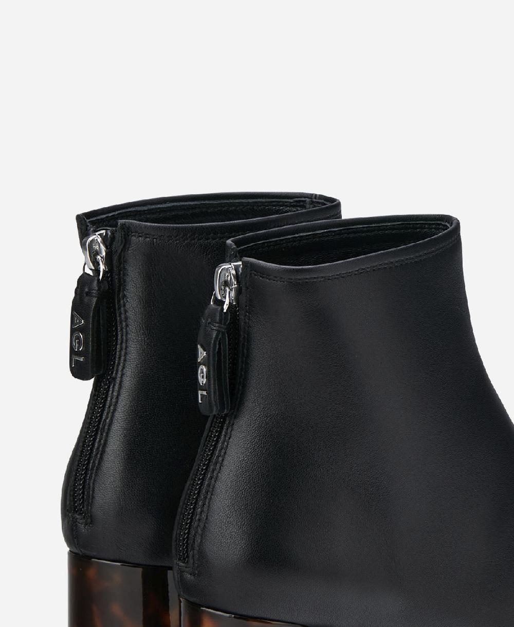 Agl Stivaletto in pelle con tacco Nero VETA PRECIOUS Acquista Ora