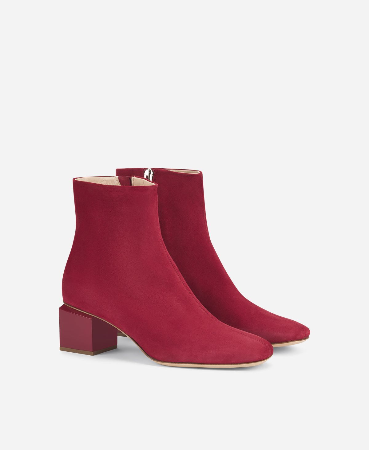 Agl Stivaletto in velour con tacco cubico Rosso Angie Pure Fino Al -60%