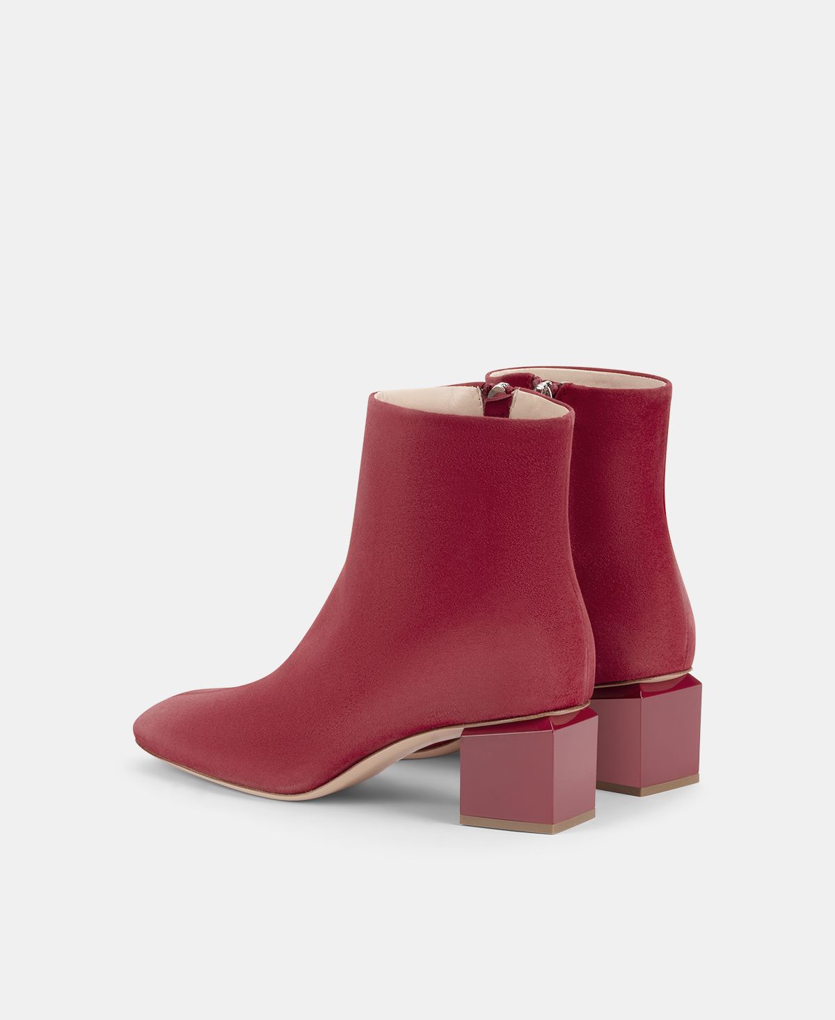 Agl Stivaletto in velour con tacco cubico Rosso Angie Pure Fino Al -60%