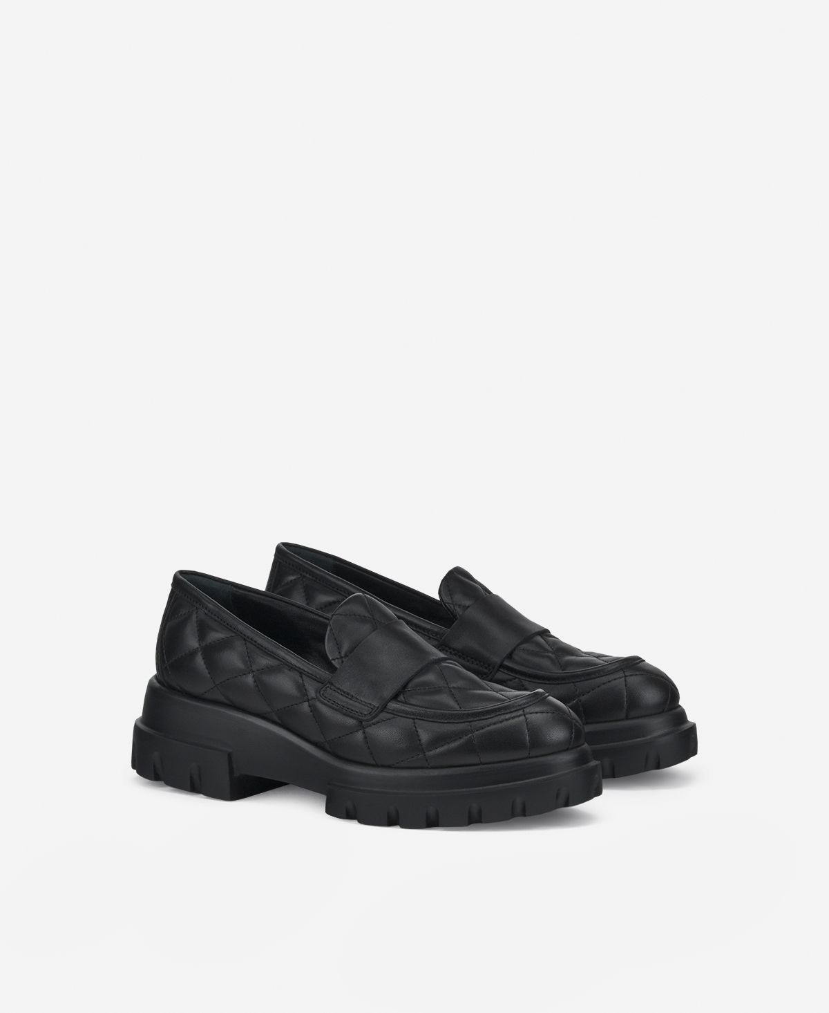 Agl Mocassino in pelle Nero Celeste Matelassé Vendita Calda
