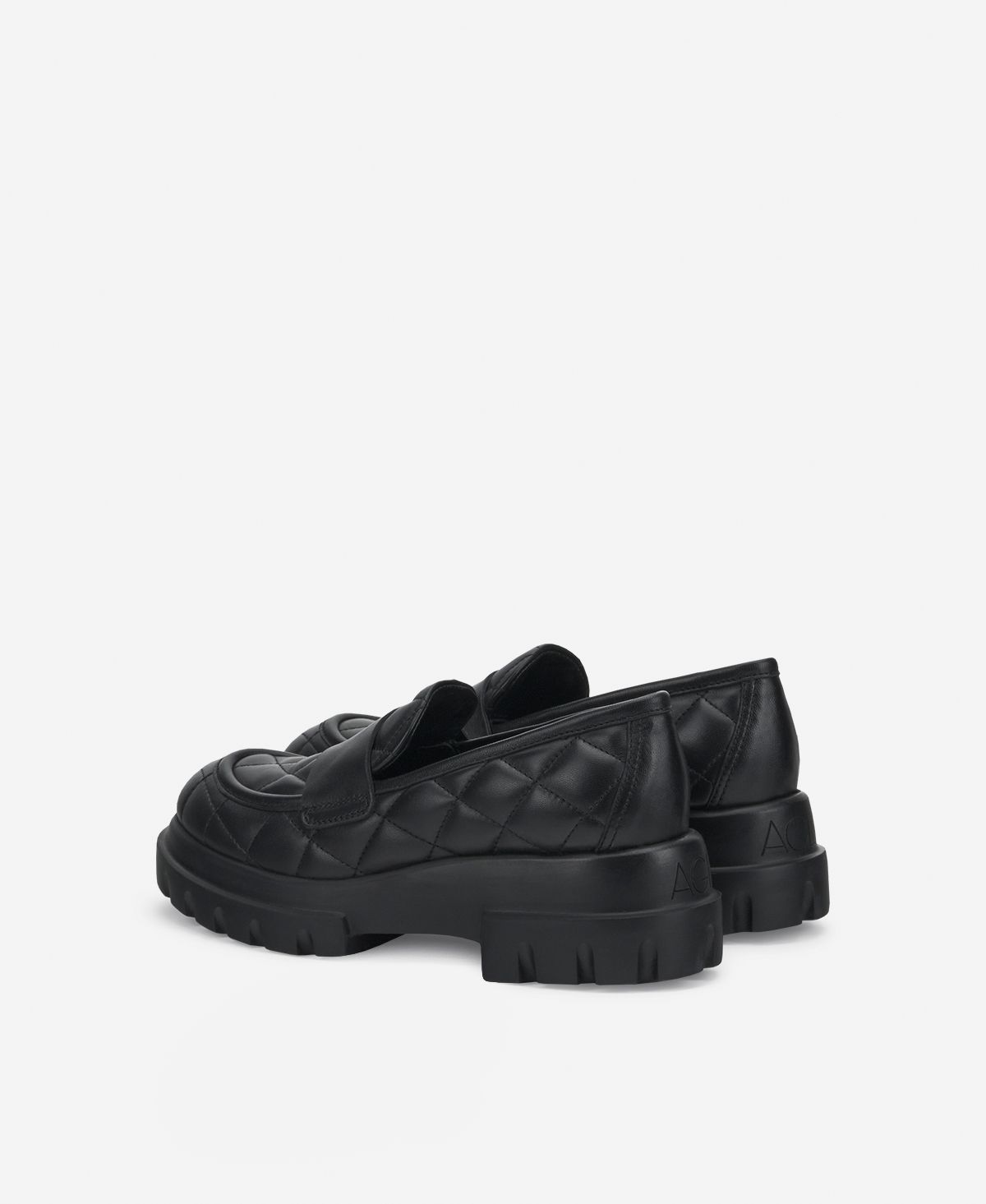 Agl Mocassino in pelle Nero Celeste Matelassé Vendita Calda