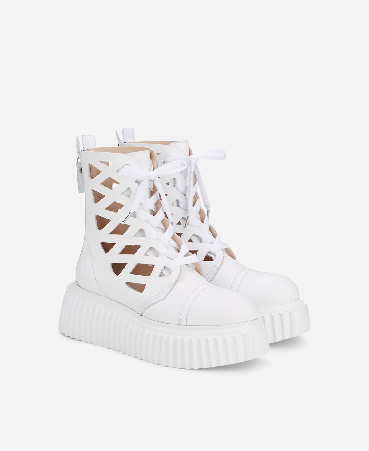 Agl Stivaletto in pelle laserata Bianco Viggy Outlet