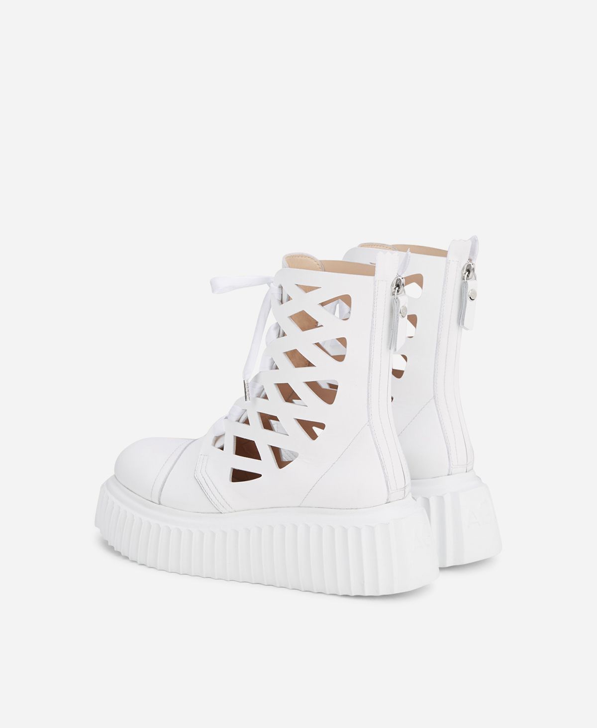 Agl Stivaletto in pelle laserata Bianco Viggy Outlet