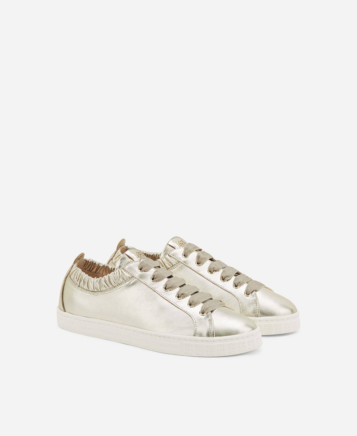 Agl Sneaker in pelle metallizzata Platino Suzie Moda