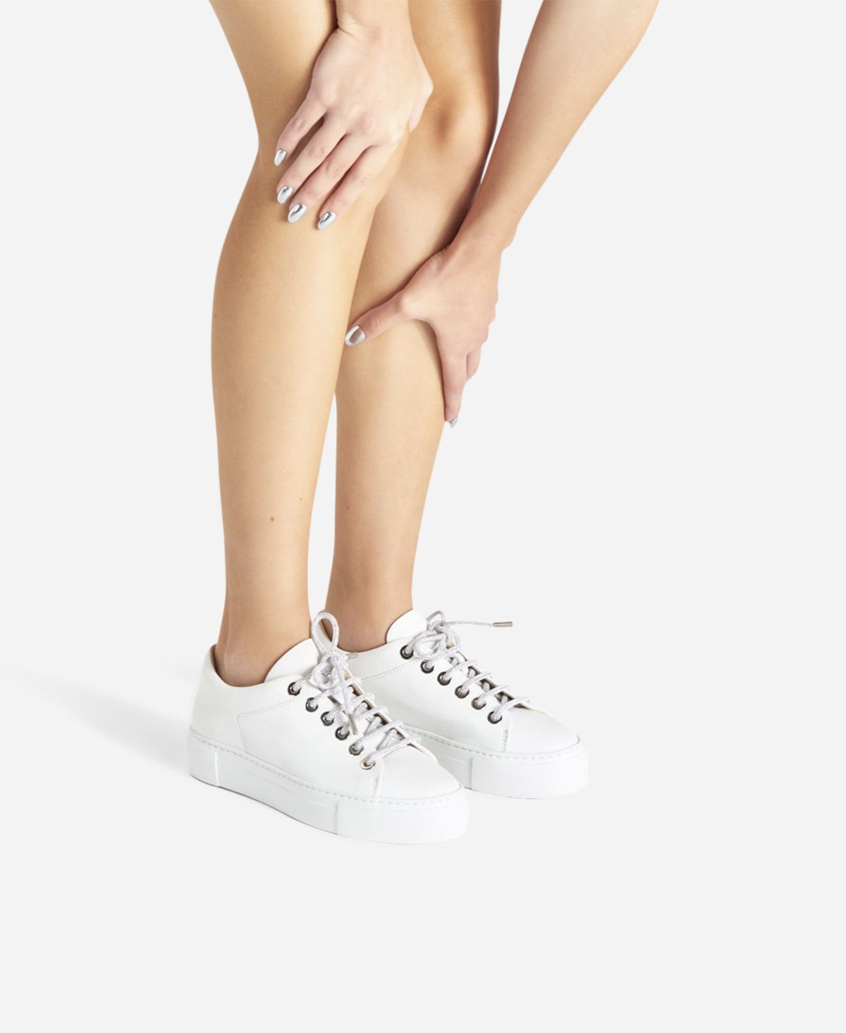 Agl Sneaker con lacci gioiello Bianco Crystal Qualità