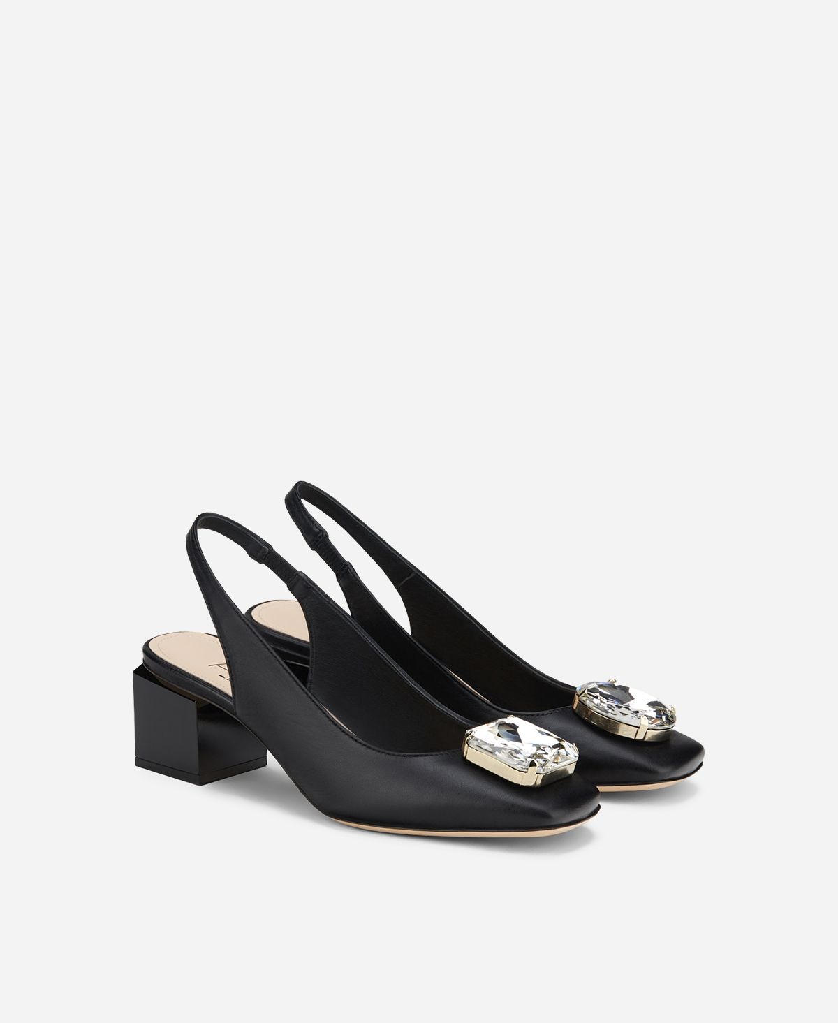 Agl Sling back con tacco a cubo Nero Angie Sb Crystal Acquista Ora