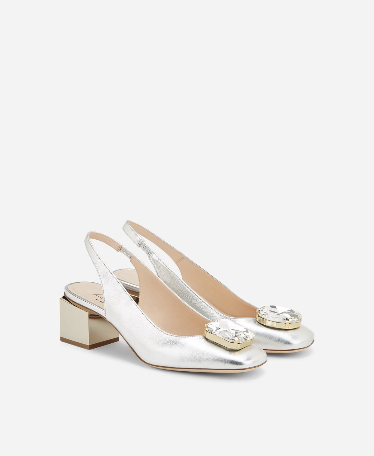 Agl Sling back con tacco a cubo Argento Angie Sb Crystal Consegna Veloce