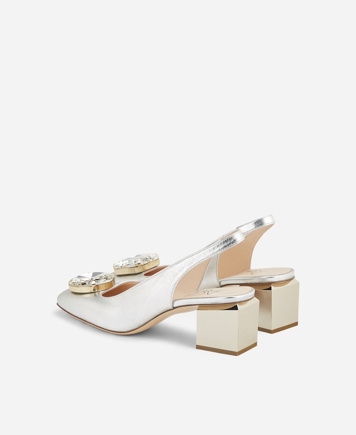 Agl Sling back con tacco a cubo Argento Angie Sb Crystal Consegna Veloce
