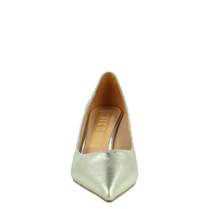 Uma Parker Decolleté in Nappa Metal Platino Presa
