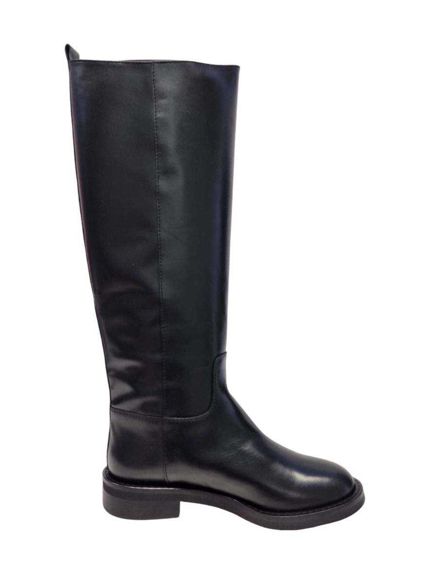 Via Roma 15 Stivale biker pelle nera NO zeppa 4214 - Via Roma 15 Sconto