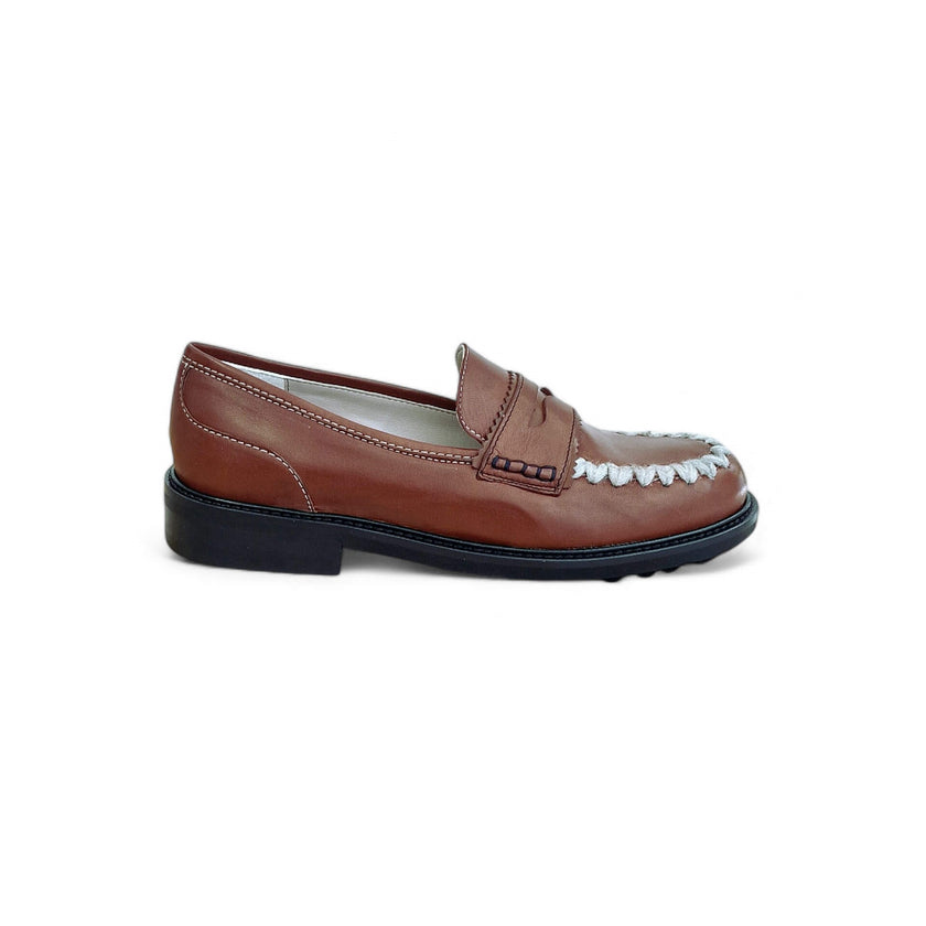 Viola Ricci Gaia - Mocassino nappa glove rhum - lana Vendita Economica