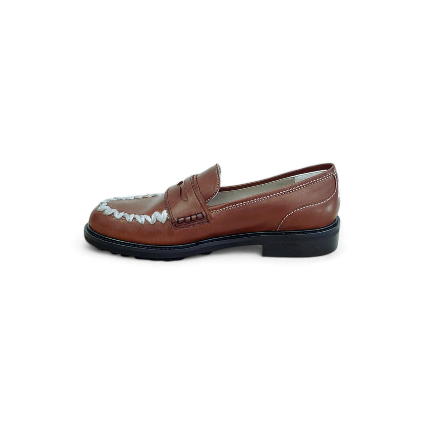 Viola Ricci Gaia - Mocassino nappa glove rhum - lana Vendita Economica