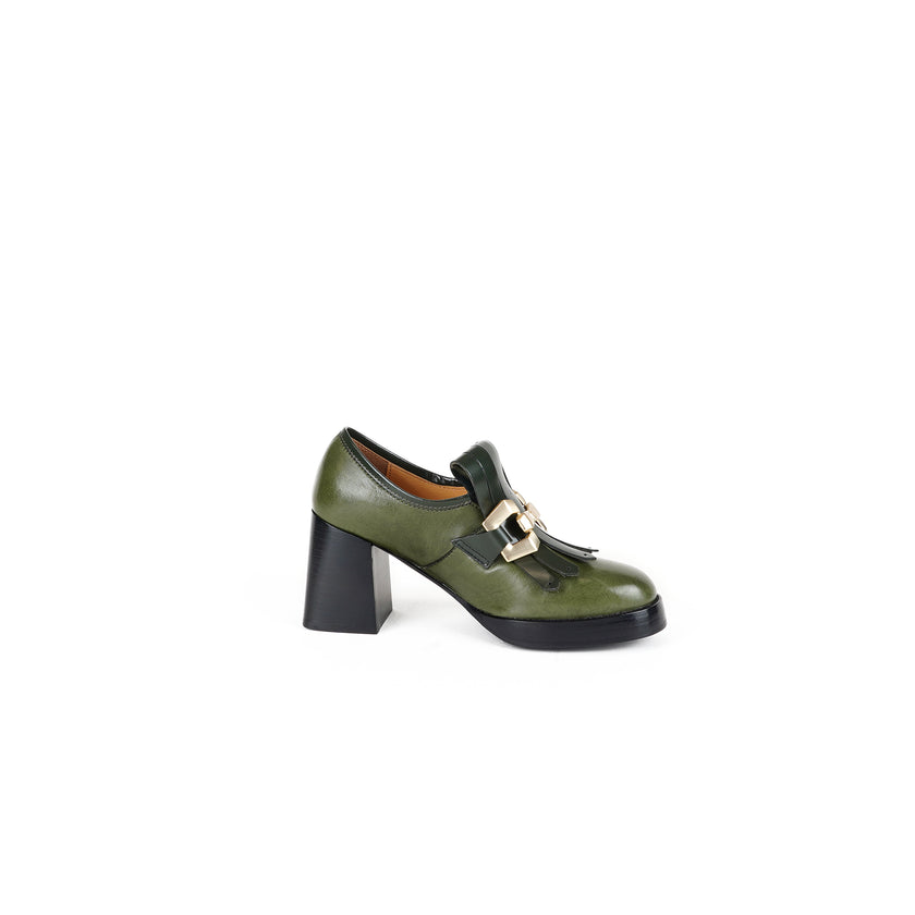 Viola Ricci Lya - Mocassino con tacco Verde Acquista Ora