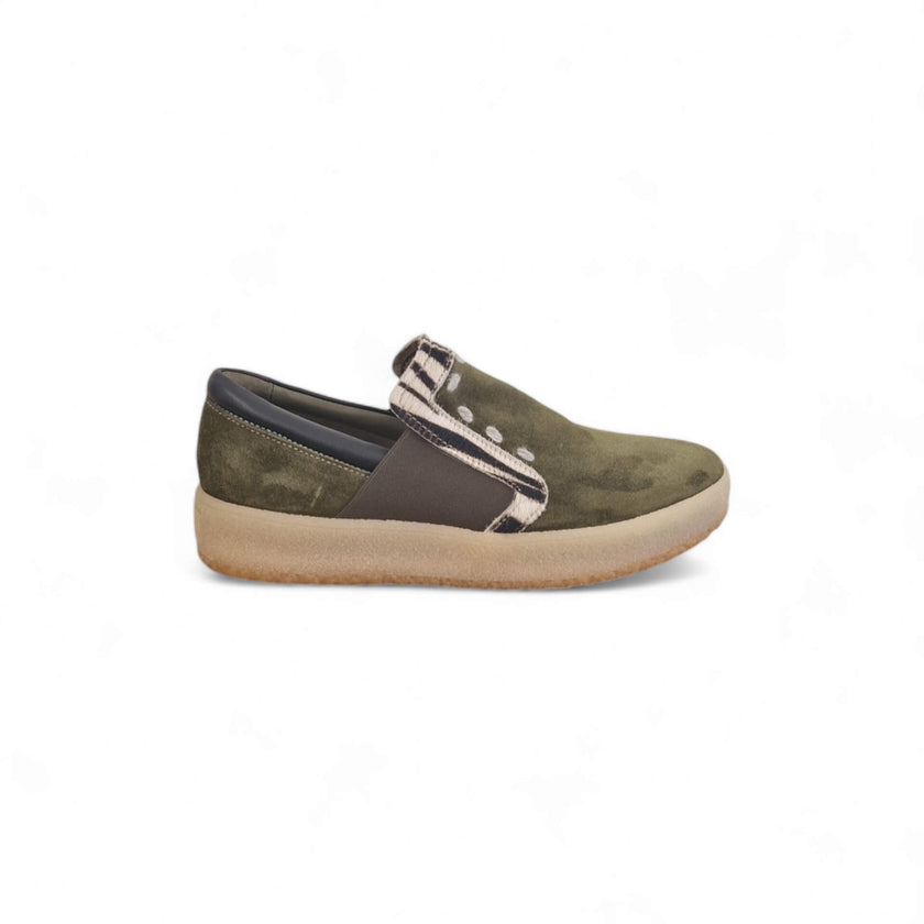 Viola Ricci Regina - slip on in pelle verde animalier - smith Spedizione Gratuita